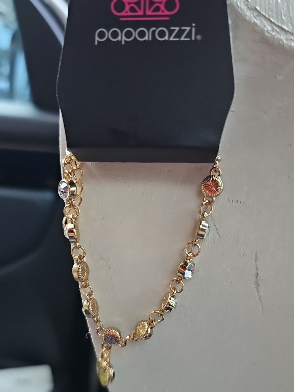 paparazzi Gold Beaded Link Bracellet  with Textured Accents